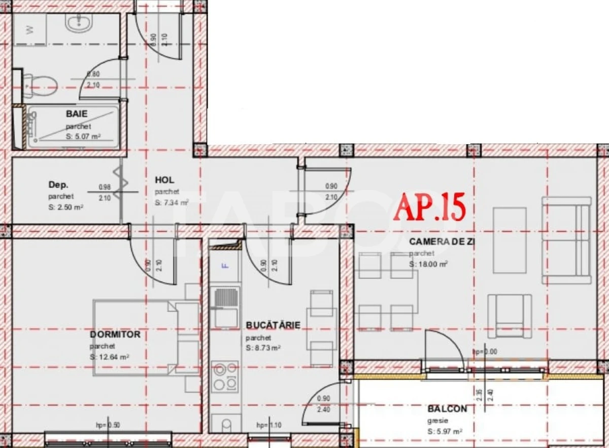 Apartament 2 camere decomandate balcon loc de parcare orientare sudica - 8