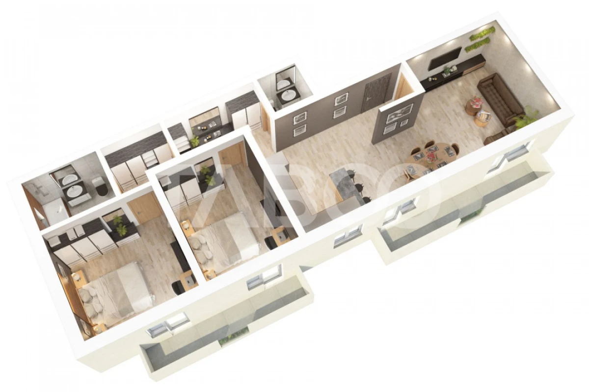Apartament 3 camere decomandate 78 mpu 2 balcoane 2 bai COMISION 0 - 4