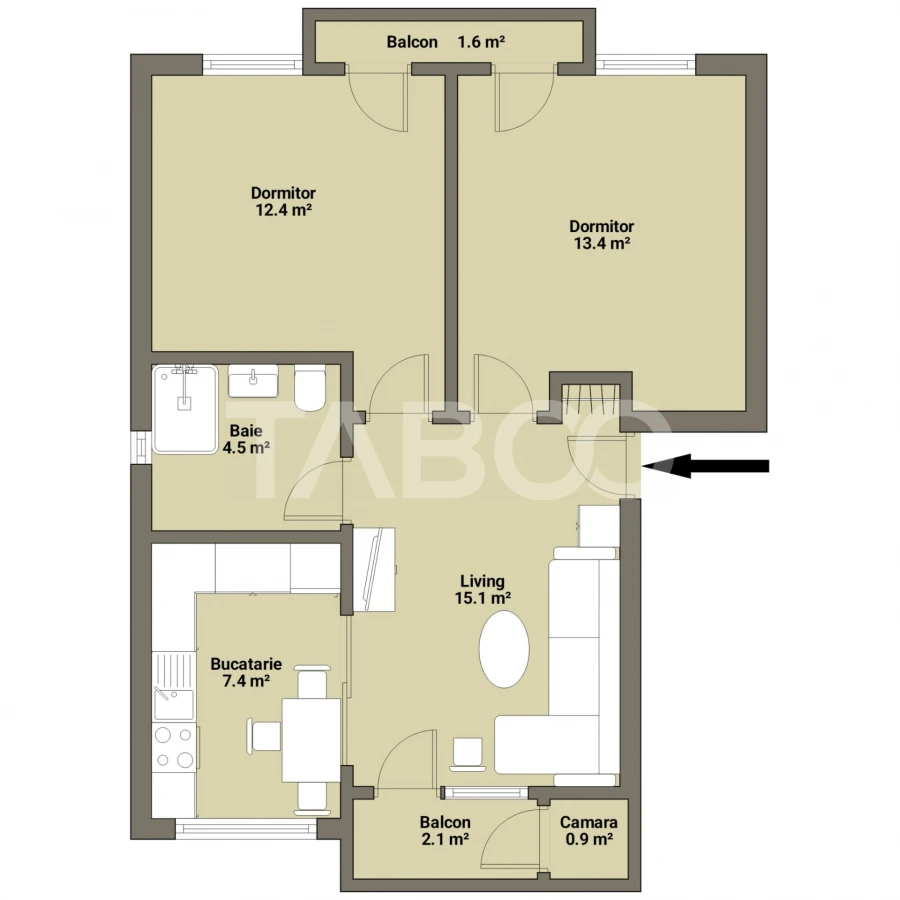 Apartament de vanzare 54mp 3 camere decomandate in zona Selimbar Sibiu - 6