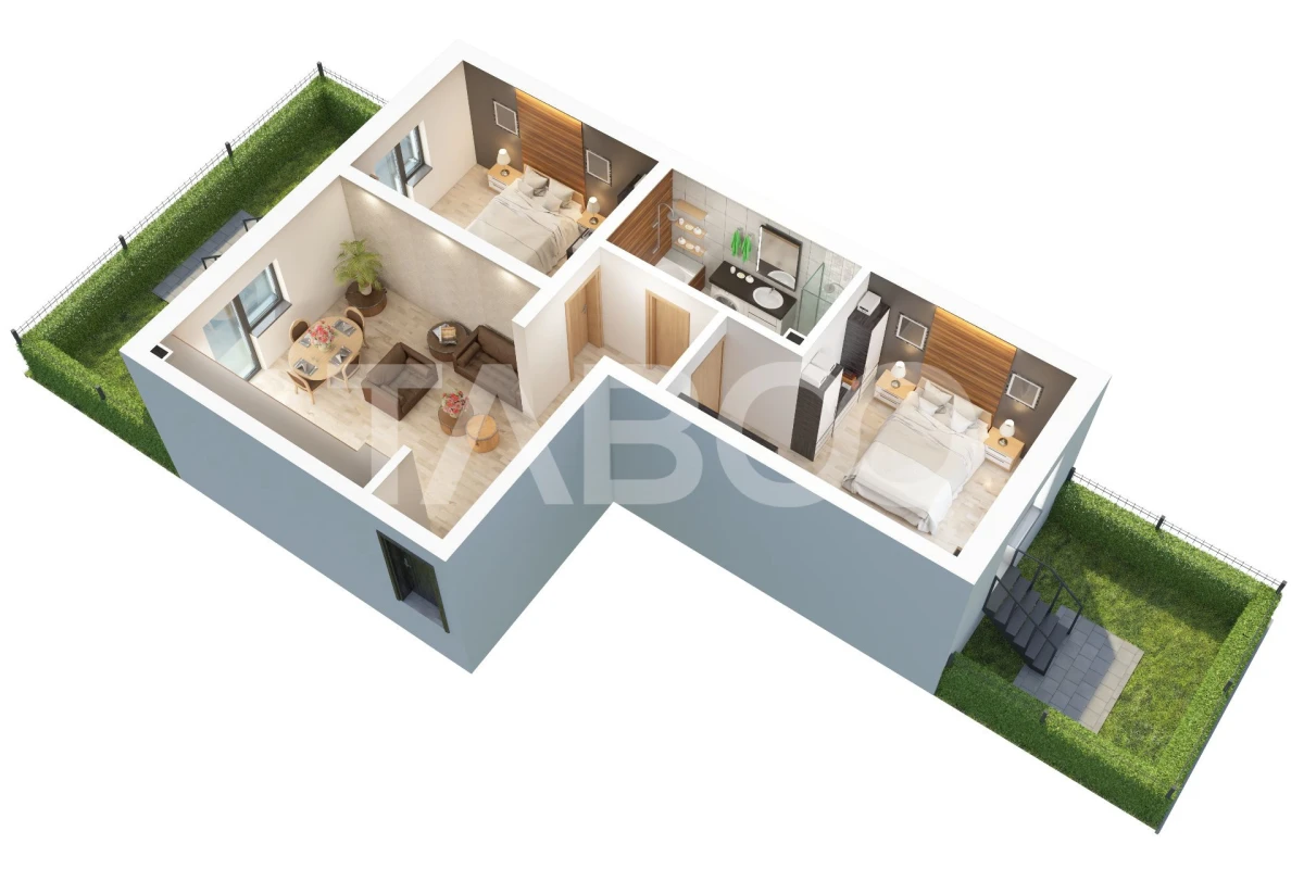 Apartament cu gradina si 3 camere decomandate de vanzare Doamna Stanca - 2