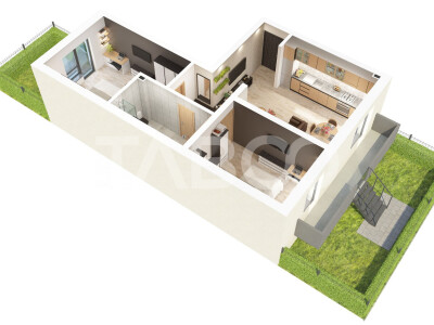 Apartament cu gradina si 3 camere decomandate de vanzare Doamna Stanca
