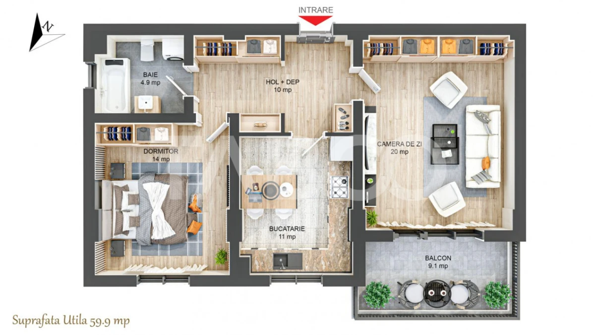 Apartament de vanzare decomandat 2 camere 60 mpu balcon Rahovei Sibiu - 10