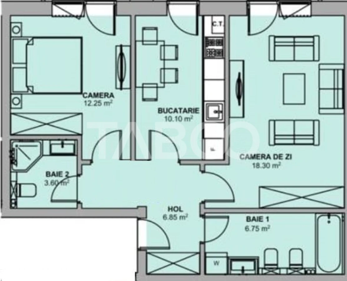 Apartament decomandat cu 2 camere 58 mpu parcare Doamna Stanca Sibiu - 10