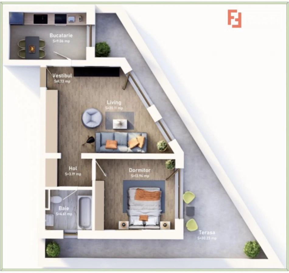COMISION 0% Apartament cu 2 camere, terasa de 30 mp, bloc nou, zona Mehala - 1