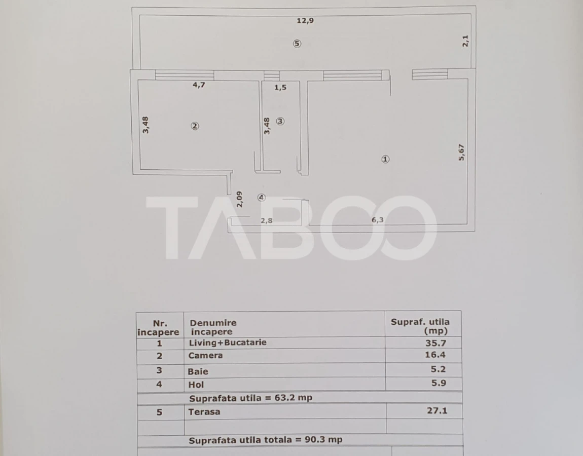 Apartament 2 camere de vanzare 63mp + terasa 27 mp constructie noua - 2