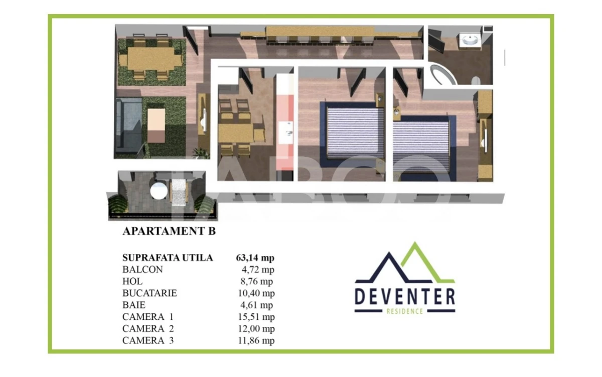 Apartament decomandat la parter 3 camere balcon Cartier Arhitectilor - 8